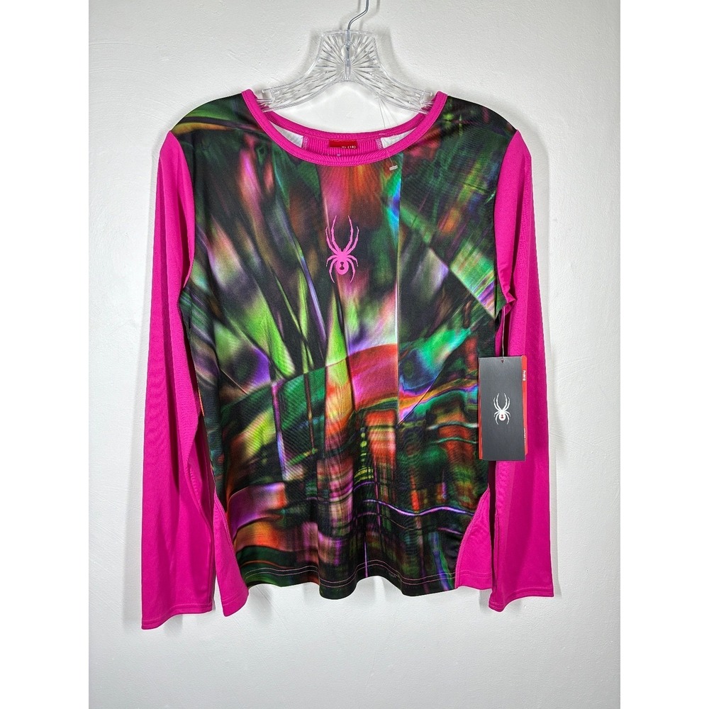 Spyder Girls Lively Tech Tee NWT Long Sleeve Shirt XL 18 Hot Pink Base Layer